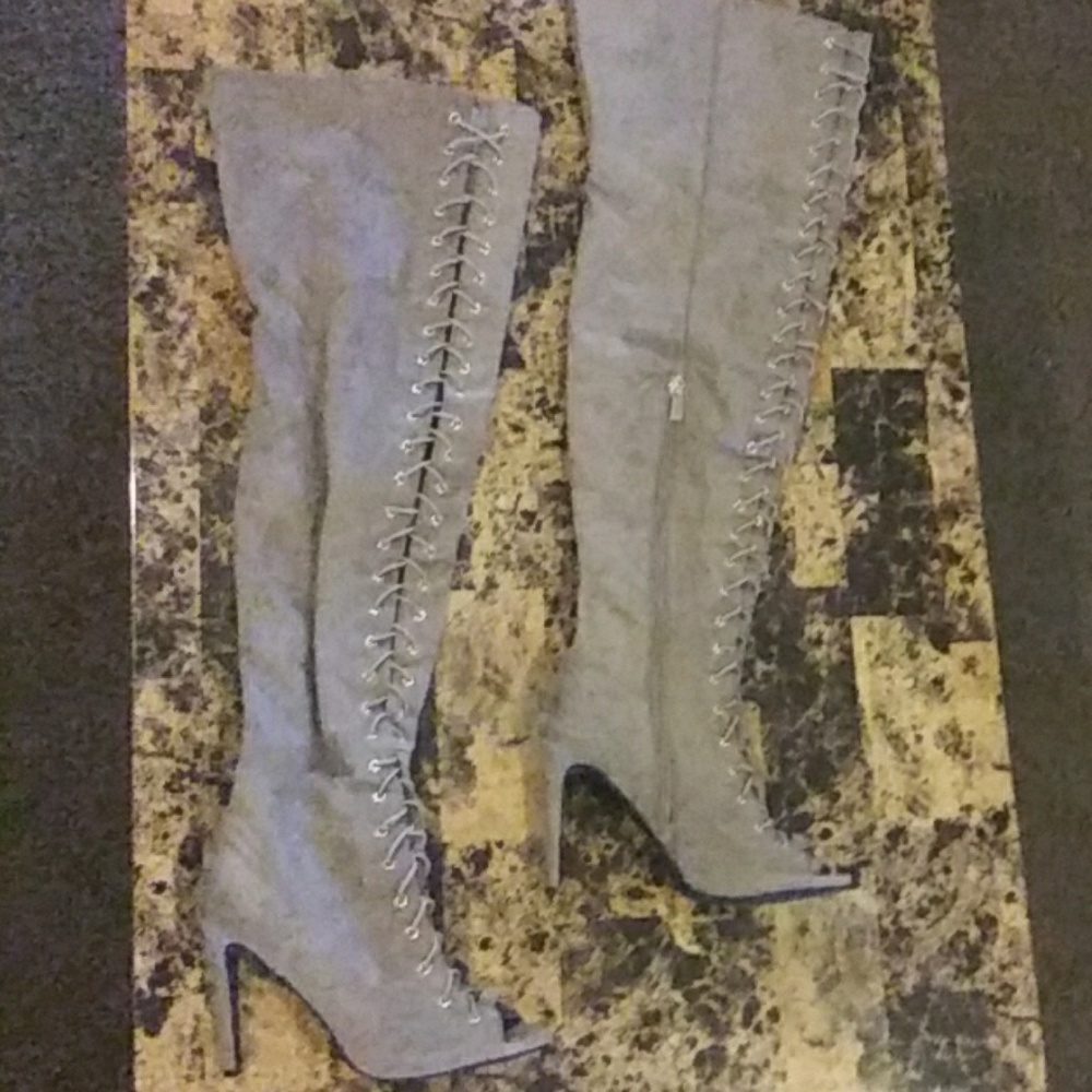 Faux Suede Anne Michelle Thigh High Boots